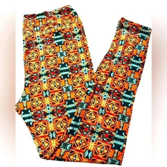 Lularoe TC peach  graphic legging.OG designer Patrick quality & fit. - Picture 1 of 6